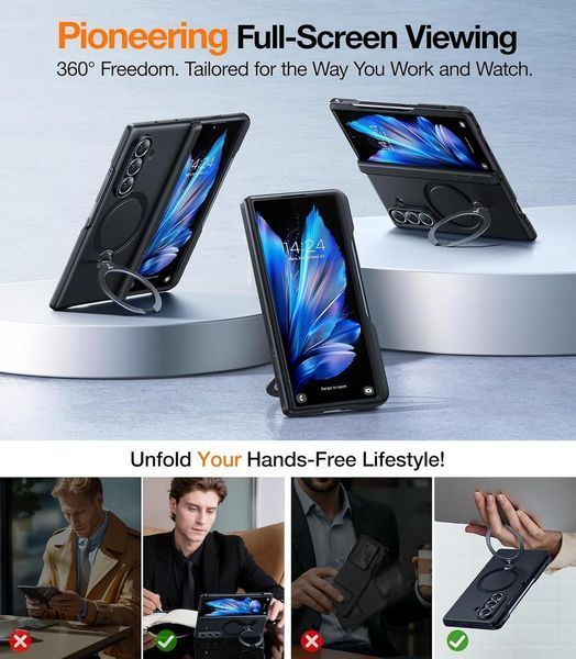 Чехол TORRAS 360 Spin Magnetic Stand Black with S Pen Holder для Samsung Galaxy Fold 7 2988560748 фото