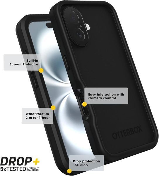 Водонепроницаемый, противоударный чехол Otterbox FRĒ MagSafe Black для iPhone 16 Pro Max 2858708315 фото