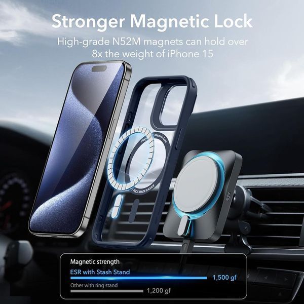 Чехол ESR Classic Kickstand With HaloLock Clear Dark Blue для iPhone 15 Pro Max 2063475644 фото
