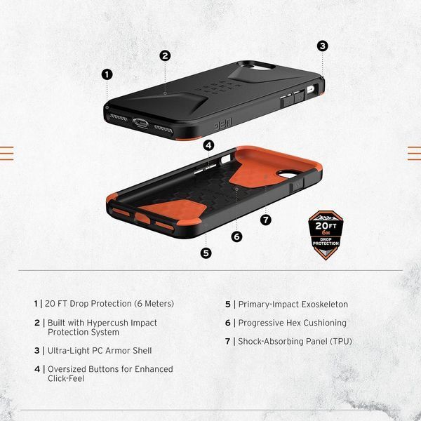 Чохол UAG Civilian Series Black для iPhone 7 | 8 | SE 2020 | SE 2022 2251481221 фото
