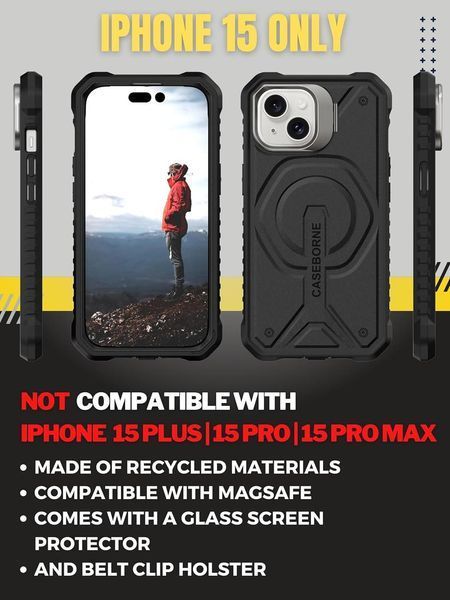 Захисний чохол Caseborne V Series Black для iPhone 15 2113500580 фото