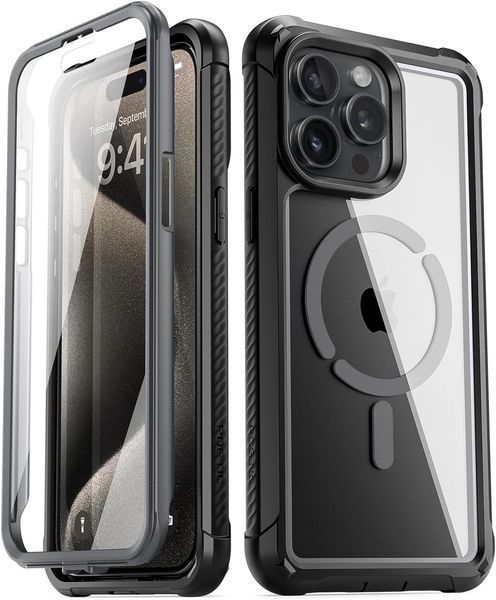 Захисний чохол 360&deg; Poetic Guardian MagSafe Clear Black для iPhone 15 Pro Max 2118079695 фото