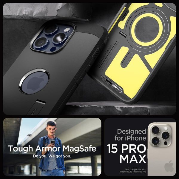 Чехол Spigen Tough Armor Mag MagSafe Black для iPhone 15 Pro Max ACS06594 2002364714 фото