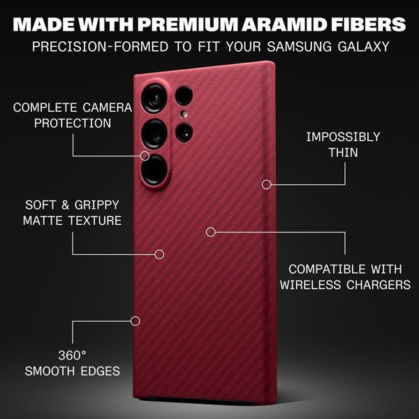 Чехол Latercase Thin Case Kevlar Crimson для Samsung Galaxy S24 Ultra SM-S928 2513568490 фото