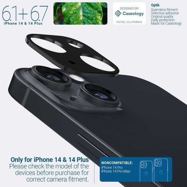 Захисне скло на камеру Caseology Optik Camera Lens Protector 2-Pack Black для iPhone 14 | 14 Plus 1823349019 фото