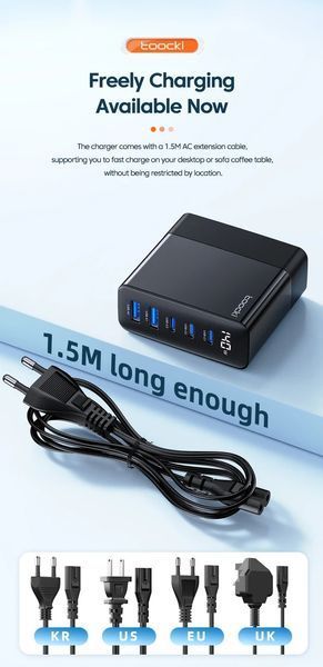 Зарядний пристрій Toocki Desktop Gan Charger 140W 1807388045 фото