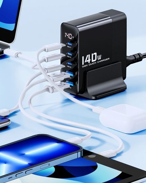 Зарядний пристрій Toocki Desktop Gan Charger 140W 1807388045 фото