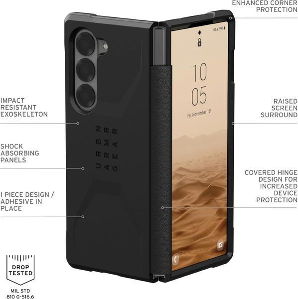 Чехол UAG Civillian Series Black для Samsung Galaxy Fold 6 2658592072 фото