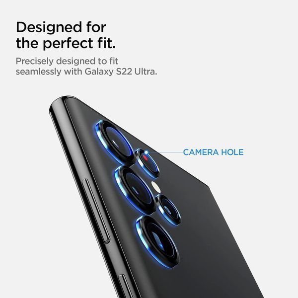 Защитное стекло для камеры Spigen GLAStR EZ Fit Optik Pro 2-Pack Black для Samsung Galaxy S22 Ultra AGL04751