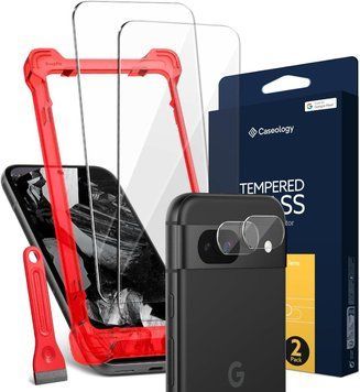 Комплект захисних стекол Caseology Snap Fit Screen Protector [2 Pack] + Camera Lense Prote для Google Pixel 8a 2254883346 фото