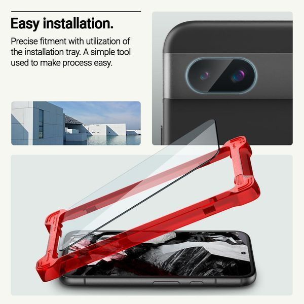 Комплект захисних стекол Caseology Snap Fit Screen Protector [2 Pack] + Camera Lense Prote для Google Pixel 8a 2254883346 фото