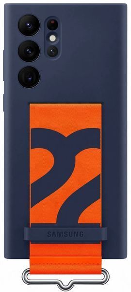 Оригинальный чехол Samsung Silicone Grip Cover Navy with Strap для Samsung S22 Ultra SM-S908