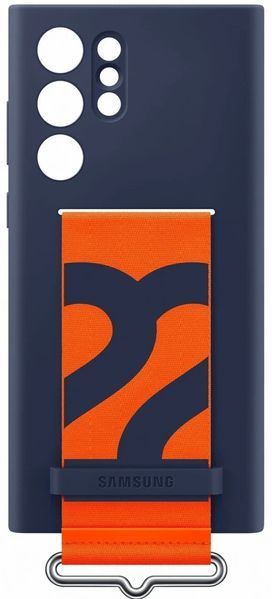 Оригинальный чехол Samsung Silicone Grip Cover Navy with Strap для Samsung S22 Ultra SM-S908