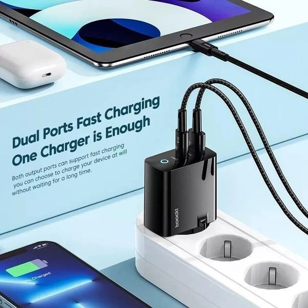 Зарядний пристрій Toocki Gan Quick Charger 65W Black 1937641820 фото