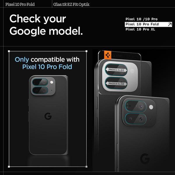 Защитное стекло для камеры Spigen GlasTR EZ Fit Optik 2-Pack для Google Pixel 10 Pro FOLD AGL09664