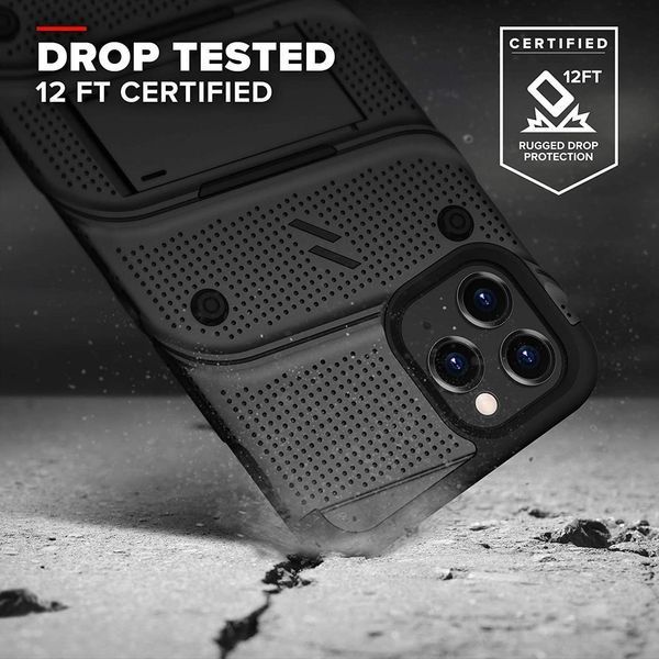Противоударный чехол Zizo Bolt Series Black с клипсой для iPhone 12 Pro Max