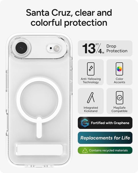 Чехол Zagg Gear4 Santa Cruz Snap with Kickstand Clear White для iPhone Air 3100279380 фото