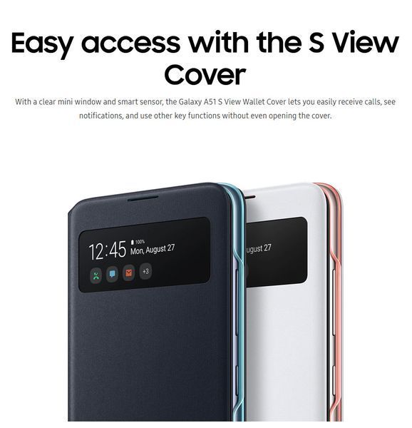 Оригинальный чехол Samsung S View Wallet Cover White для Galaxy A51 SM-A515