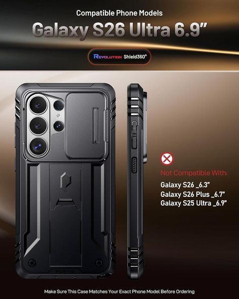 Противоударный чехол 360&deg; Poetic Revolution Black для Samsung Galaxy S26 Ultra 2940531265 фото