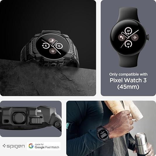 Чохол - ремінець Spigen Rugged Armor Pro Black Google Pixel Watch 3 (45mm) Band 2352288543 фото