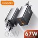 Зарядное устройство Toocki 2C1A Gan Travel Charger 67W Black 1815016703 фото 2
