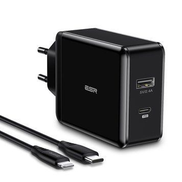 Зарядний пристрій ESR PD Charger 30W USB-C + USB Black с Type-C - Lightning кабелем MFI 1817627900 фото