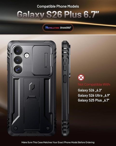 Захисний чохол 360&deg; Poetic Revolution Black для Samsung Galaxy S26 Plus 3166733830 фото