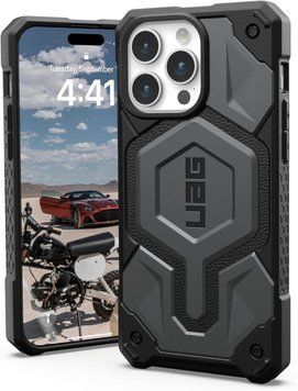 Чохол UAG Monarch Pro Leather MagSafe Silver для iPhone 15 Pro Max 2773132366 фото
