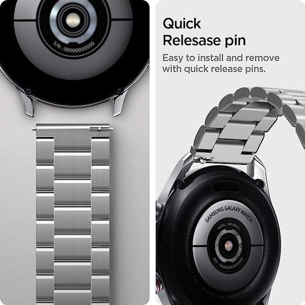 Ремінець Spigen Modern Fit Silver 22mm для Samsung Galaxy Watch 4 40 | 42 | 44 | 46mm 600WB24981 1887900294 фото