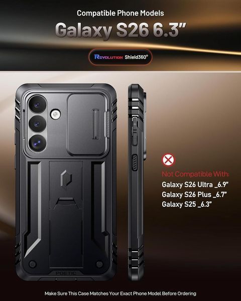 Захисний чохол 360&deg; Poetic Revolution Black для Samsung Galaxy S26 3166718350 фото