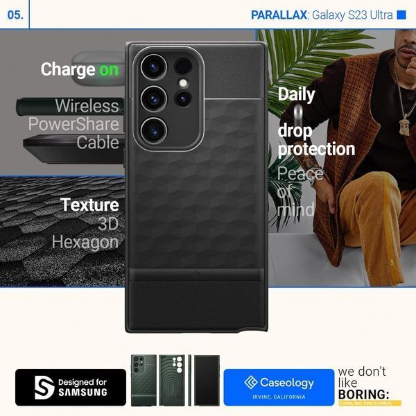 Чехол Caseology Parallax Matte Black для Samsung Galaxy S23 Ultra SM-S918 ACS05655