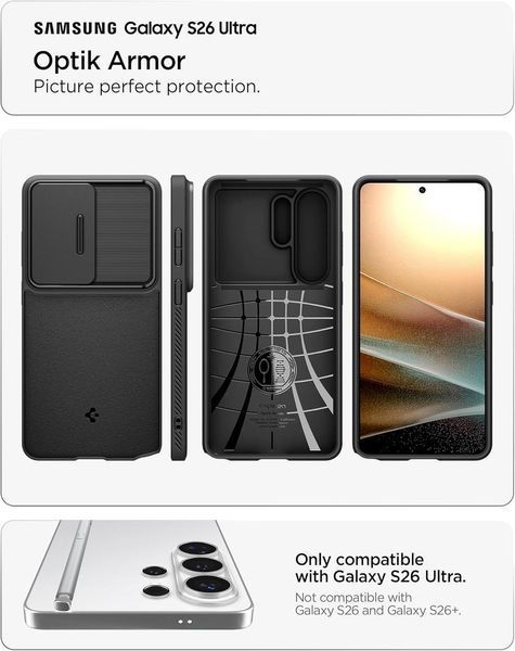 Чехол Spigen Optik Armor Black для Samsung Galaxy S26 Ultra ACS11040 2944359680 фото