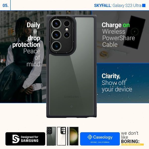 Чохол Caseology Skyfall Matte Black для Samsung Galaxy S23 Ultra SM-S918 ACS05657 1775731348 фото