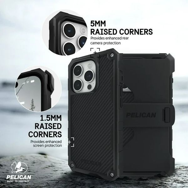 Захисний чохол із кліпсою Pelican Shield Series Kevlar Black для iPhone 15 Pro 2616965724 фото