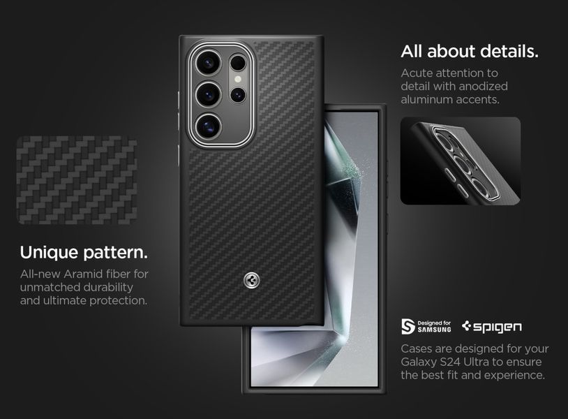 Чохол Spigen Enzo Aramid Matte Black для Samsung Galaxy S24 Ultra SM-S928 ACS07289 2155249328 фото