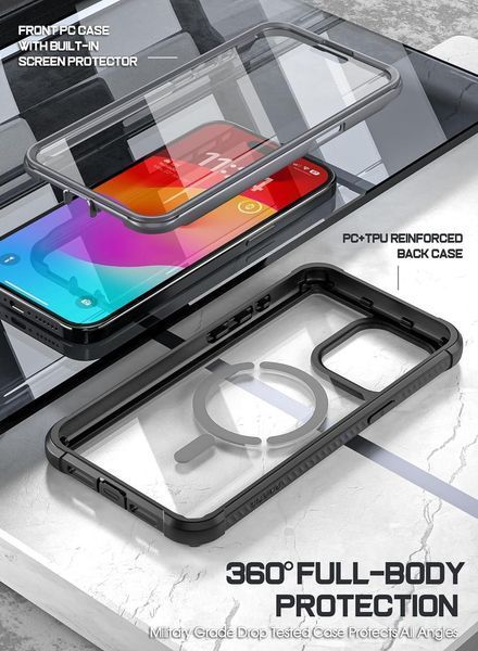 Захисний чохол 360&deg; Poetic Guardian MagSafe Clear Black для iPhone 15 Pro 2199737182 фото