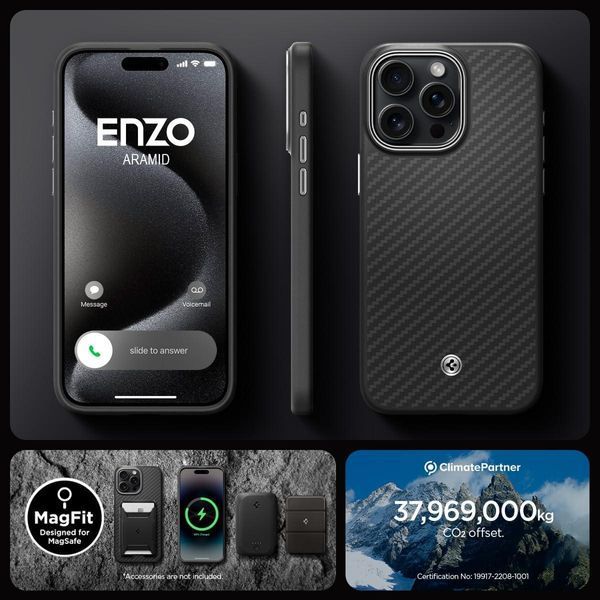 Чохол Spigen Enzo Aramid Matte Black для iPhone 15 Pro Max ACS07044 2164009296 фото