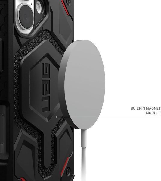 Чехол UAG Monarch Pro MagSafe Carbon Fiber Black Red для iPhone 16 Plus 3031810771 фото