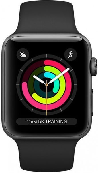 Смарт-Apple Смарт-Apple Watch Series 3 GPS 38mm Space Aluminium Grey Case with Black Sport Band 1226196895 фото