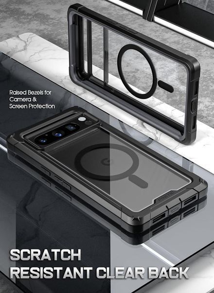 Противоударный чехол 360&deg; Poetic Guardian MagSafe Clear Black для Google Pixel 8 Pro 2285283614 фото