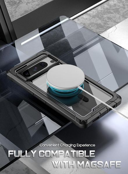 Противоударный чехол 360&deg; Poetic Guardian MagSafe Clear Black для Google Pixel 8 Pro 2285283614 фото