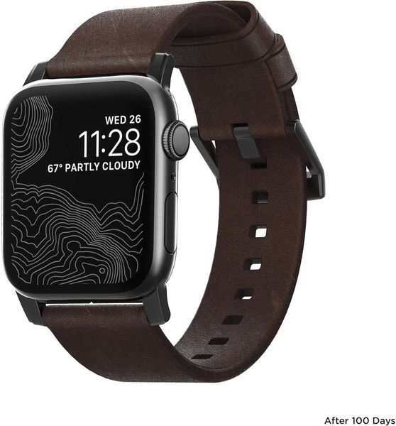 Шкіряний ремінець Nomad Modern Strap Rustic Brown Black Hardware для Apple Watch 38mm | 40mm 2167105201 фото