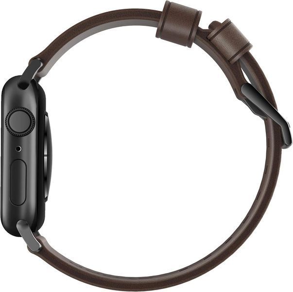 Шкіряний ремінець Nomad Modern Strap Rustic Brown Black Hardware для Apple Watch 38mm | 40mm 2167105201 фото