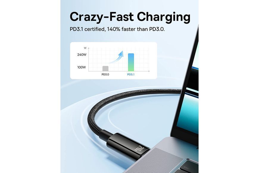 Кабель Baseus 240W PD 3.1 5A QC 4.0 Super Charge Black 2m 1892019843 фото