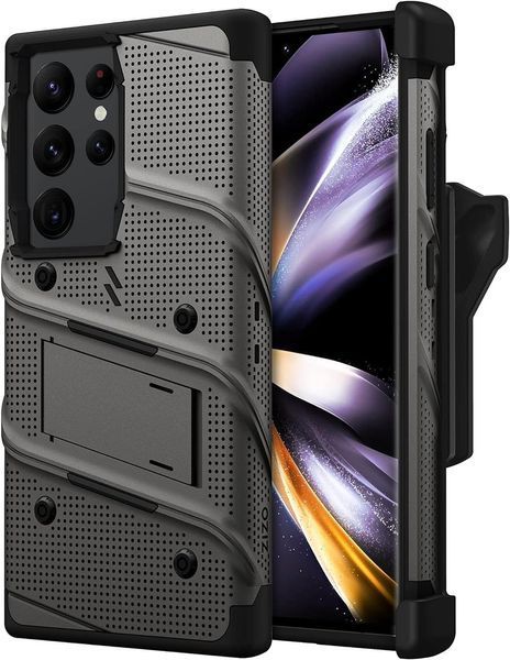 Противоударный чехол Zizo Bolt Series Gun Metal Gray с клипсой для Samsung Galaxy S23 Ultra SM-S918 1963483829 фото