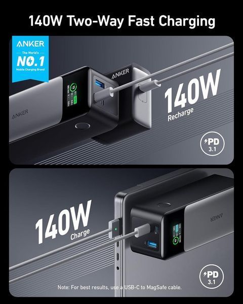 Повербанк Anker 737 Power Bank Black 24000mAh 140W A1289011