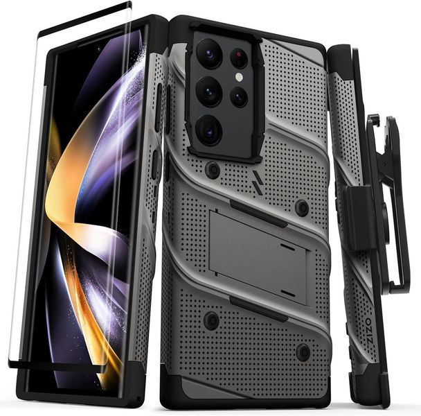 Противоударный чехол Zizo Bolt Series Gun Metal Gray с клипсой для Samsung Galaxy S23 Ultra SM-S918 1963483829 фото