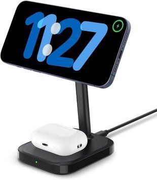 Бездротова зарядка Spigen ArcField MagFit Black with MagSafe ACH05439 2167138604 фото