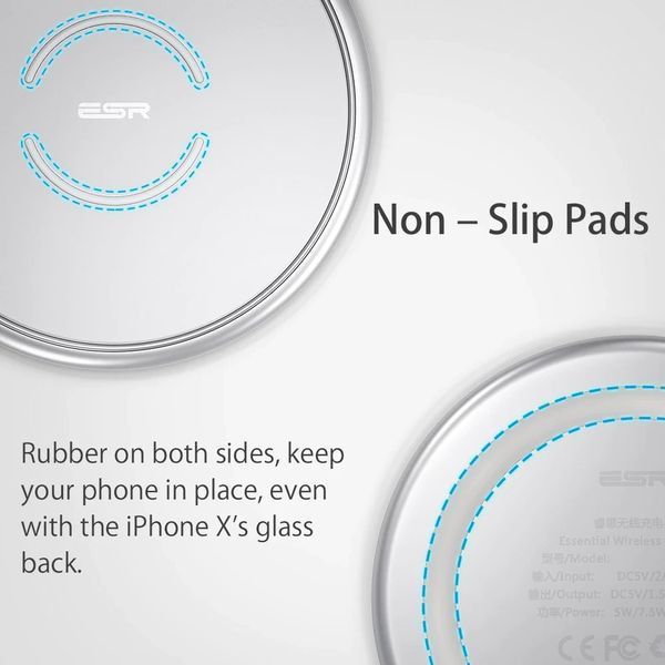 Бездротова зарядка ESR Wireless Charger Ultra-Thin Fast Charging 15W Silver 1656660208 фото