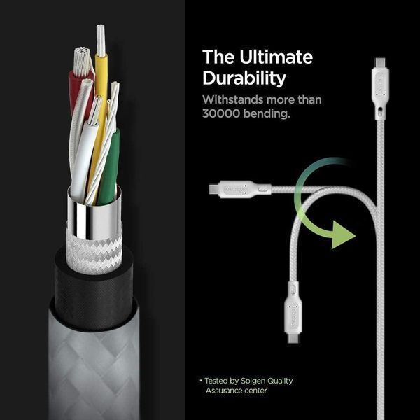 Кабель Spigen DuraSync UCB-C to USB-C 2.0 1.5m 60W White 000CA25703 1878449291 фото